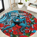 Personalised Cronulla Sharks ANZAC Round Carpet Indigenous Wave Pattern Poppy Remembrance Shark Warrior