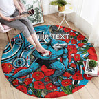 Personalised Cronulla Sharks ANZAC Round Carpet Indigenous Wave Pattern Poppy Remembrance Shark Warrior