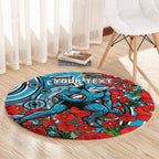 Personalised Cronulla Sharks ANZAC Round Carpet Indigenous Wave Pattern Poppy Remembrance Shark Warrior