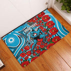 Personalised Cronulla Sharks ANZAC Rubber Doormat Indigenous Wave Pattern Poppy Remembrance Shark Warrior