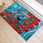 Personalised Cronulla Sharks ANZAC Rubber Doormat Indigenous Wave Pattern Poppy Remembrance Shark Warrior