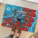 Personalised Cronulla Sharks ANZAC Rubber Doormat Indigenous Wave Pattern Poppy Remembrance Shark Warrior