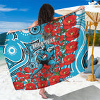 Personalised Cronulla Sharks ANZAC Sarong Indigenous Wave Pattern Poppy Remembrance Shark Warrior