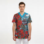 Personalised Cronulla Sharks ANZAC Scrub Top Indigenous Wave Pattern Poppy Remembrance Shark Warrior