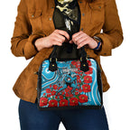Personalised Cronulla Sharks ANZAC Shoulder Handbag Indigenous Wave Pattern Poppy Remembrance Shark Warrior