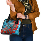 Personalised Cronulla Sharks ANZAC Shoulder Handbag Indigenous Wave Pattern Poppy Remembrance Shark Warrior