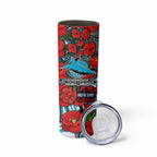 Personalised Cronulla Sharks ANZAC Skinny Tumbler Indigenous Wave Pattern Poppy Remembrance Shark Warrior