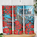 Personalised Cronulla Sharks ANZAC Skinny Tumbler Indigenous Wave Pattern Poppy Remembrance Shark Warrior