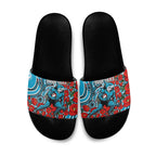 Personalised Cronulla Sharks ANZAC Slide Sandals Indigenous Wave Pattern Poppy Remembrance Shark Warrior