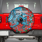 Personalised Cronulla Sharks ANZAC Spare Tire Cover Indigenous Wave Pattern Poppy Remembrance Shark Warrior