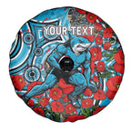 Personalised Cronulla Sharks ANZAC Spare Tire Cover Indigenous Wave Pattern Poppy Remembrance Shark Warrior