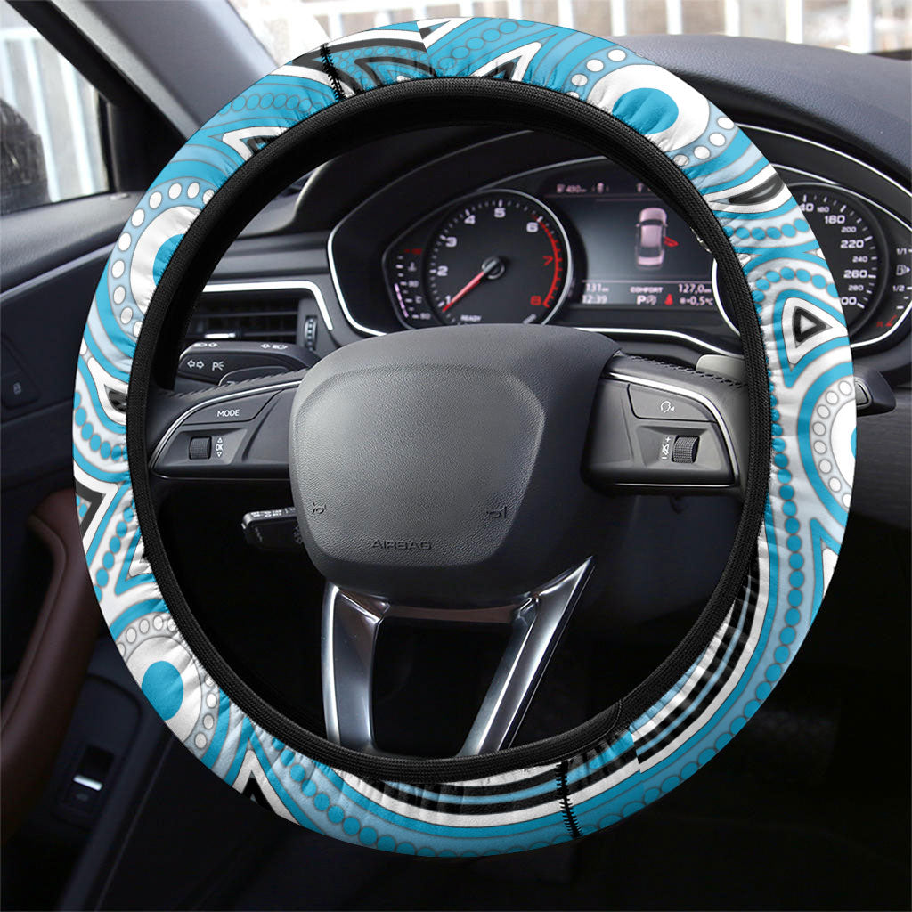 Cronulla Sharks ANZAC Steering Wheel Cover Indigenous Wave Pattern Poppy Remembrance Shark Warrior