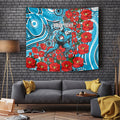 Personalised Cronulla Sharks ANZAC Tapestry Indigenous Wave Pattern Poppy Remembrance Shark Warrior
