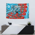 Personalised Cronulla Sharks ANZAC Tapestry Indigenous Wave Pattern Poppy Remembrance Shark Warrior