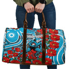 Personalised Cronulla Sharks ANZAC Travel Bag Indigenous Wave Pattern Poppy Remembrance Shark Warrior