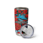 Personalised Cronulla Sharks ANZAC Tumbler Cup Indigenous Wave Pattern Poppy Remembrance Shark Warrior
