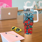 Personalised Cronulla Sharks ANZAC Tumbler With Handle Indigenous Wave Pattern Poppy Remembrance Shark Warrior