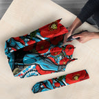 Personalised Cronulla Sharks ANZAC Umbrella Indigenous Wave Pattern Poppy Remembrance Shark Warrior