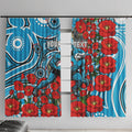 Personalised Cronulla Sharks ANZAC Window Curtain Indigenous Wave Pattern Poppy Remembrance Shark Warrior