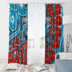 Personalised Cronulla Sharks ANZAC Window Curtain Indigenous Wave Pattern Poppy Remembrance Shark Warrior