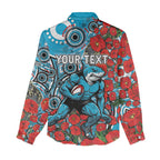 Personalised Cronulla Sharks ANZAC Women Casual Shirt Indigenous Wave Pattern Poppy Remembrance Shark Warrior