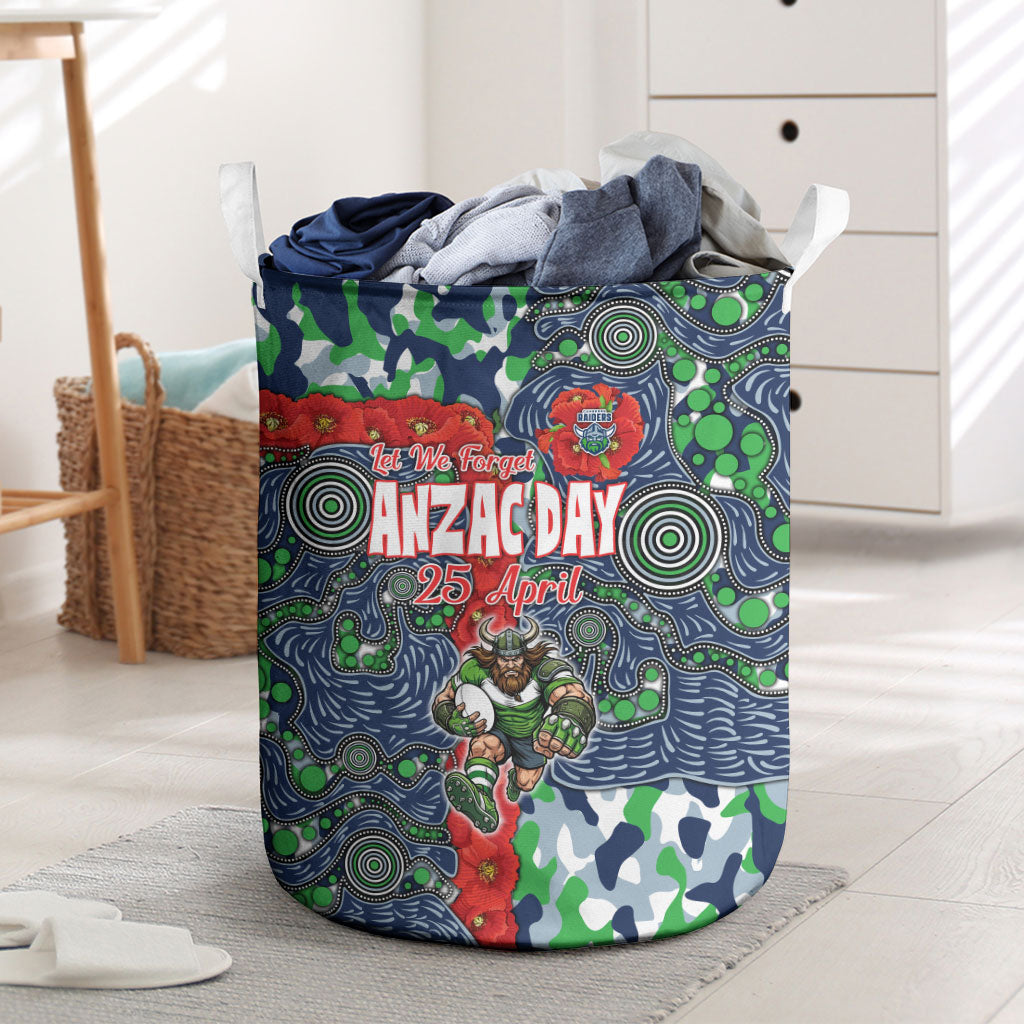 Canberra Raiders ANZAC Laundry Basket Indigenous Wave Pattern Poppy Remembrance Viking Warrior
