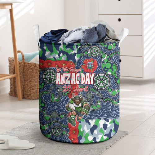 Canberra Raiders ANZAC Laundry Basket Indigenous Wave Pattern Poppy Remembrance Viking Warrior