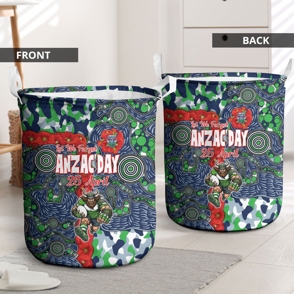 Canberra Raiders ANZAC Laundry Basket Indigenous Wave Pattern Poppy Remembrance Viking Warrior