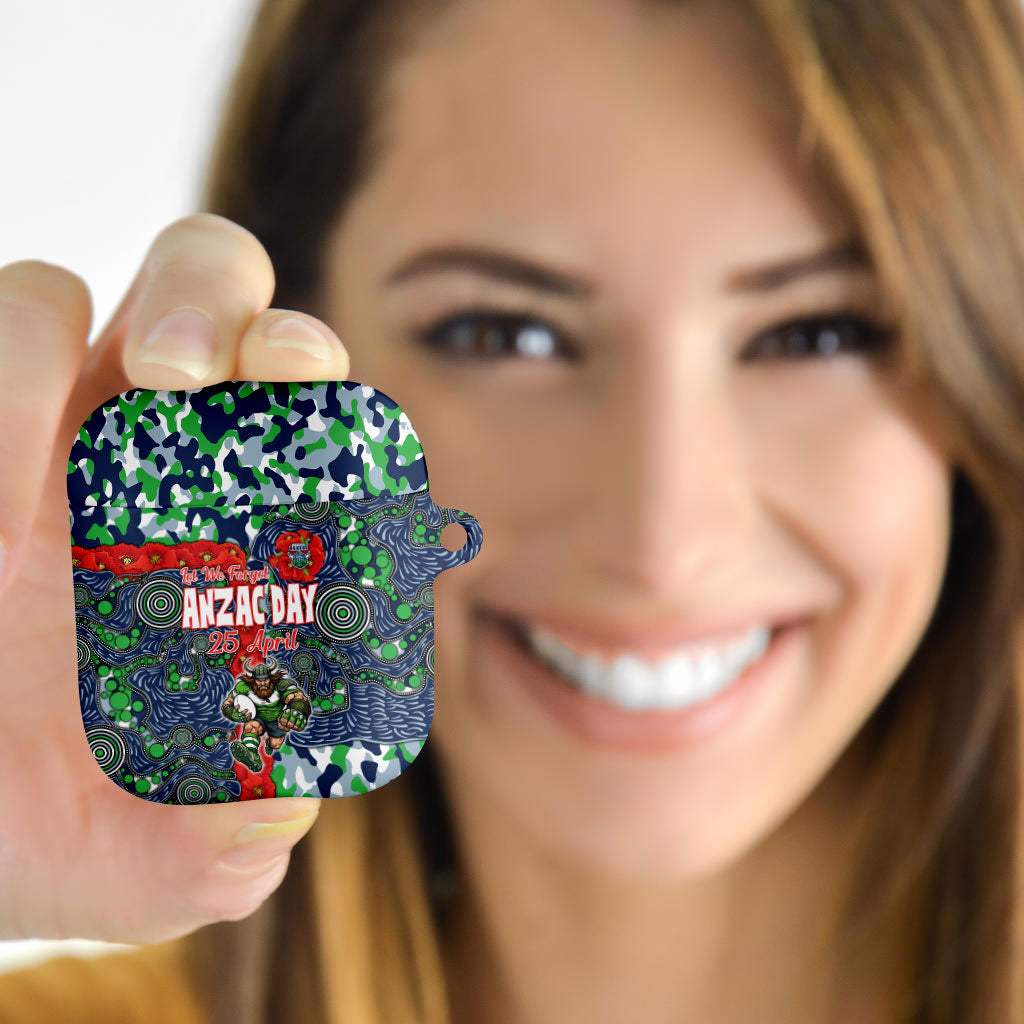 Canberra Raiders ANZAC AirPods Case Indigenous Wave Pattern Poppy Remembrance Viking Warrior