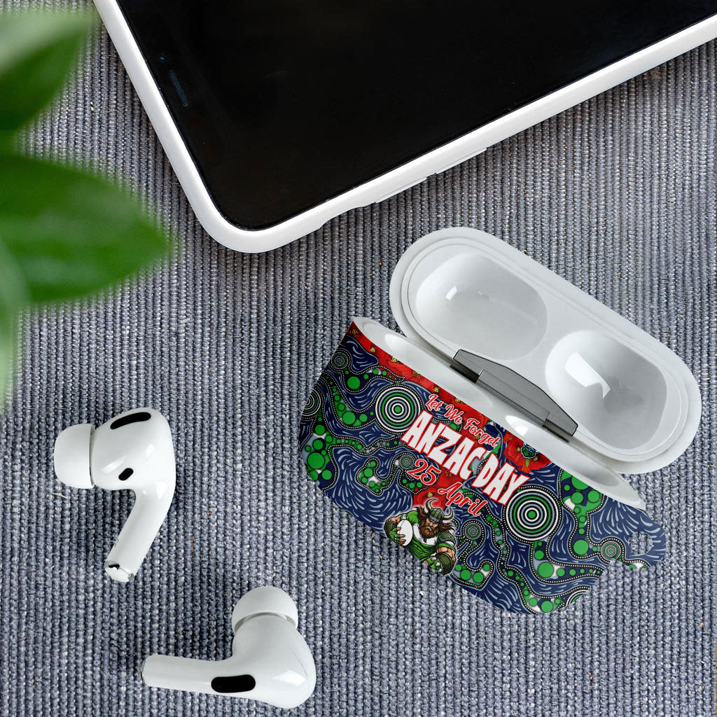 Canberra Raiders ANZAC AirPods Case Indigenous Wave Pattern Poppy Remembrance Viking Warrior