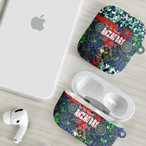 Canberra Raiders ANZAC AirPods Case Indigenous Wave Pattern Poppy Remembrance Viking Warrior