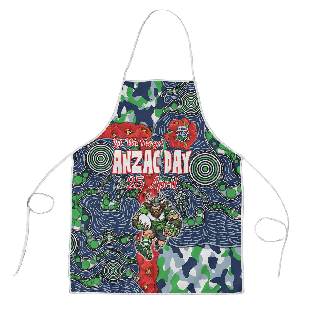 Canberra Raiders ANZAC Apron Indigenous Wave Pattern Poppy Remembrance Viking Warrior