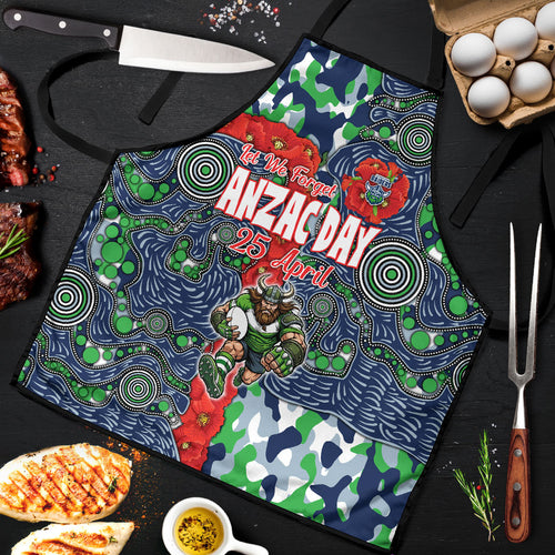 Canberra Raiders ANZAC Apron Indigenous Wave Pattern Poppy Remembrance Viking Warrior