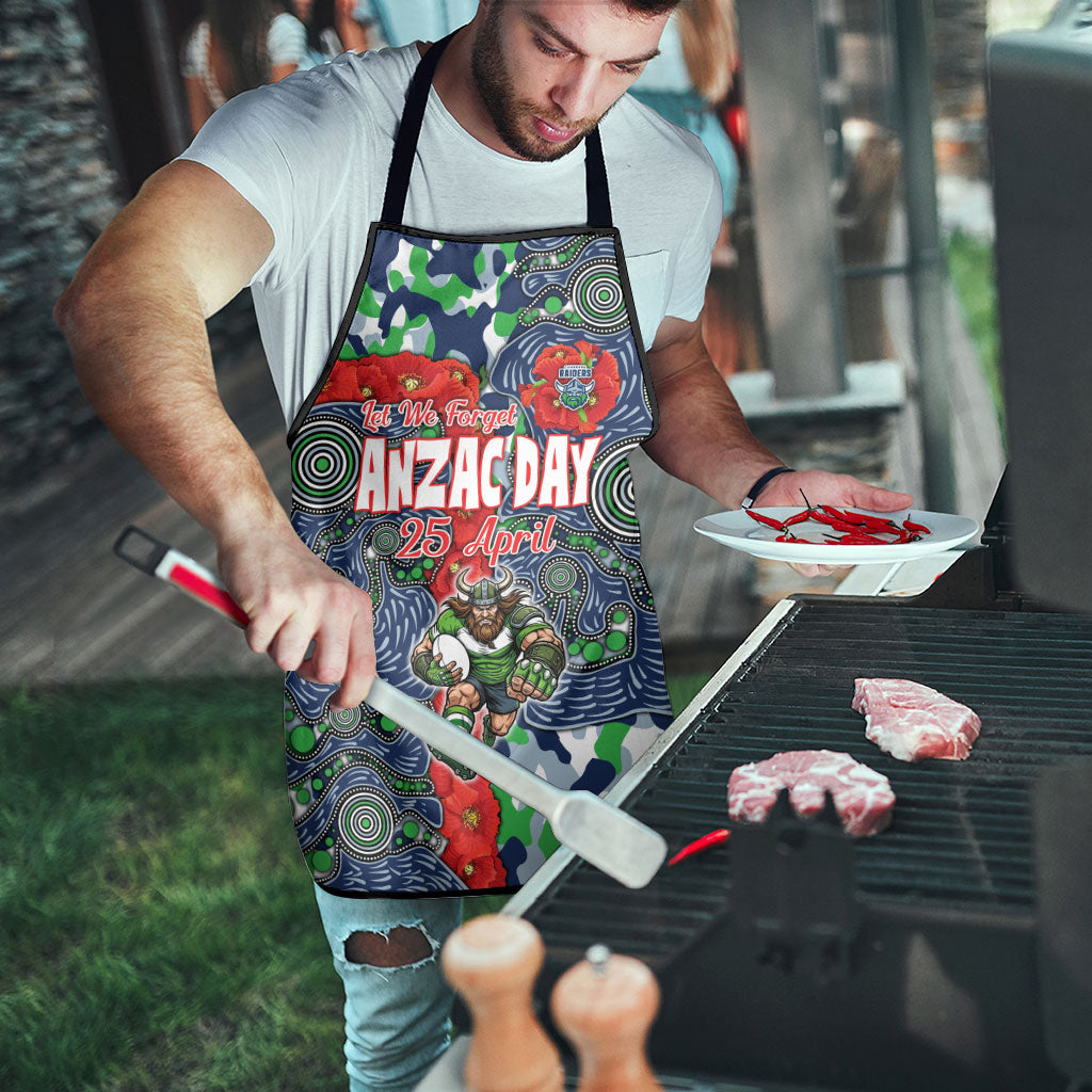 Canberra Raiders ANZAC Apron Indigenous Wave Pattern Poppy Remembrance Viking Warrior
