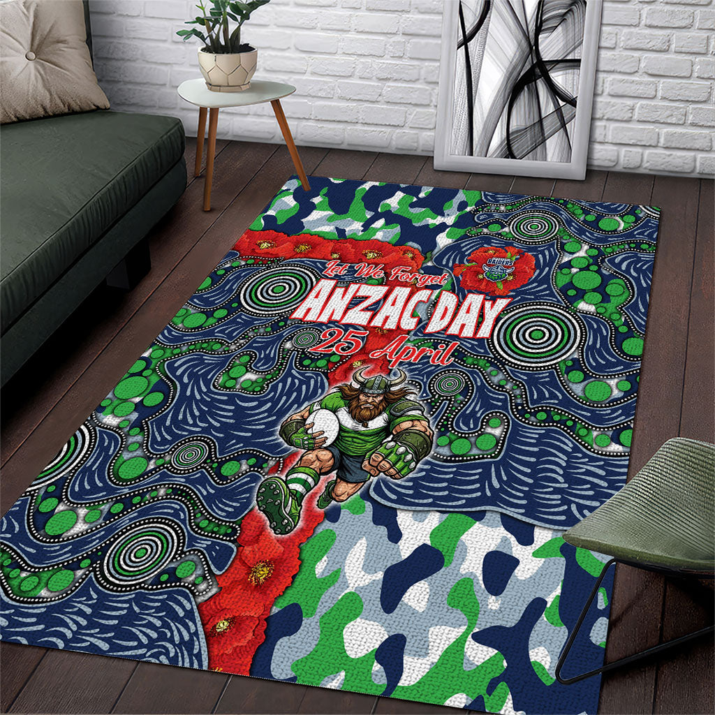 Canberra Raiders ANZAC Area Rug Indigenous Wave Pattern Poppy Remembrance Viking Warrior