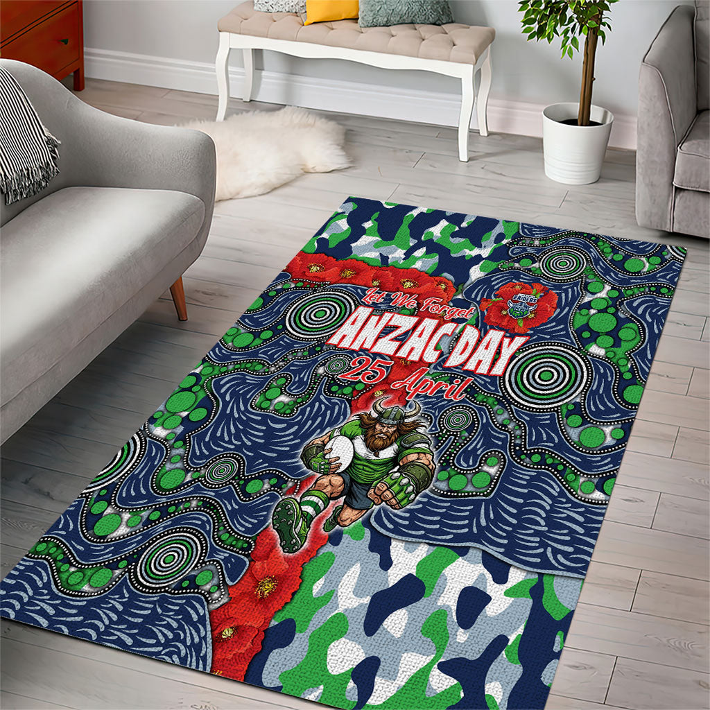 Canberra Raiders ANZAC Area Rug Indigenous Wave Pattern Poppy Remembrance Viking Warrior