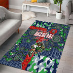 Canberra Raiders ANZAC Area Rug Indigenous Wave Pattern Poppy Remembrance Viking Warrior