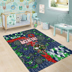 Canberra Raiders ANZAC Area Rug Indigenous Wave Pattern Poppy Remembrance Viking Warrior