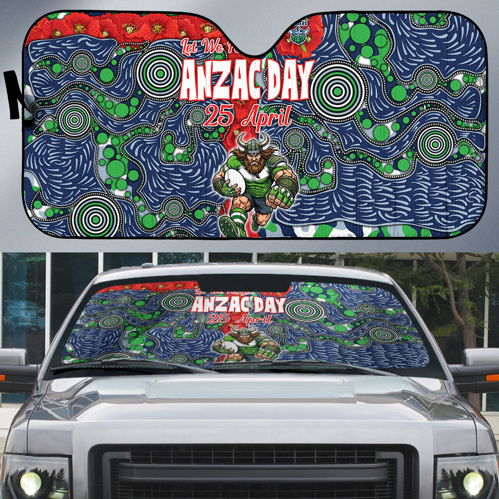 Canberra Raiders ANZAC Auto Sun Shade Indigenous Wave Pattern Poppy Remembrance Viking Warrior