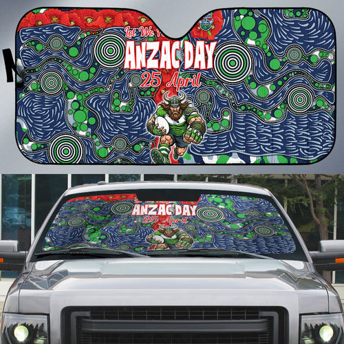 Canberra Raiders ANZAC Auto Sun Shade Indigenous Wave Pattern Poppy Remembrance Viking Warrior