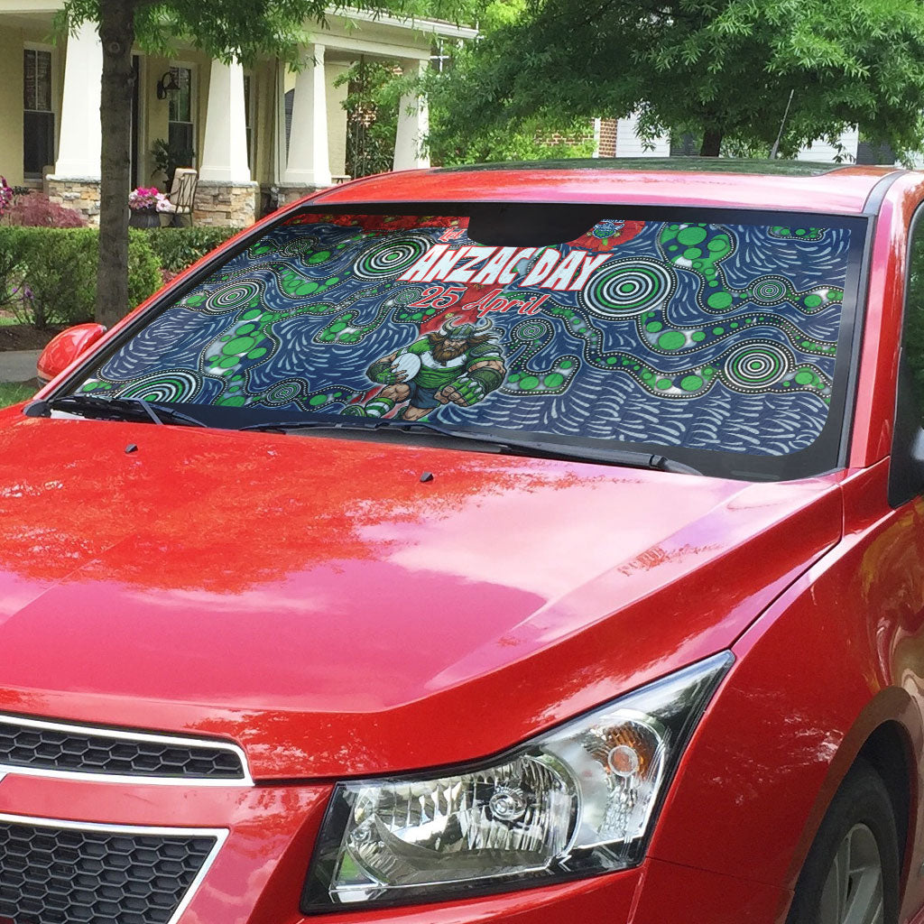 Canberra Raiders ANZAC Auto Sun Shade Indigenous Wave Pattern Poppy Remembrance Viking Warrior