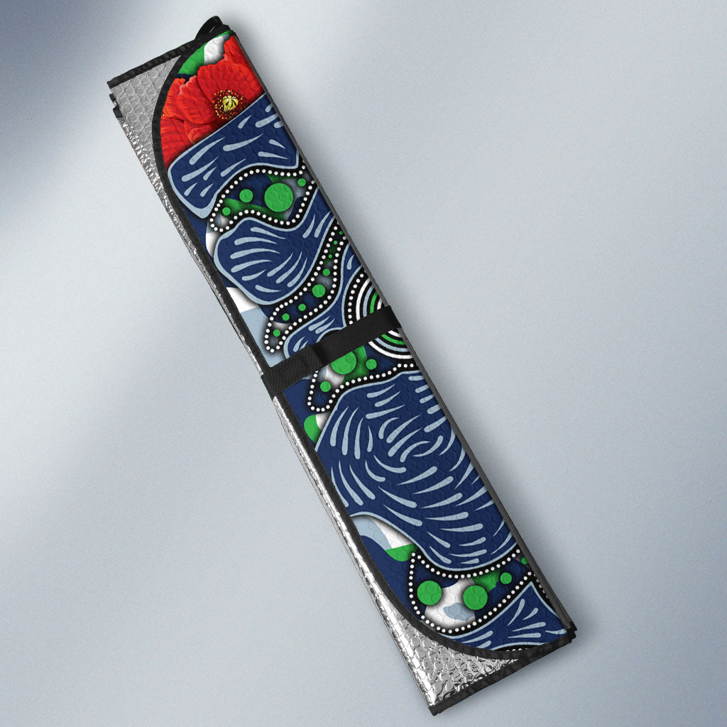 Canberra Raiders ANZAC Auto Sun Shade Indigenous Wave Pattern Poppy Remembrance Viking Warrior