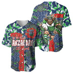 Canberra Raiders ANZAC Baseball Jersey Indigenous Wave Pattern Poppy Remembrance Viking Warrior
