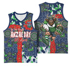 Canberra Raiders ANZAC Basketball Jersey Indigenous Wave Pattern Poppy Remembrance Viking Warrior