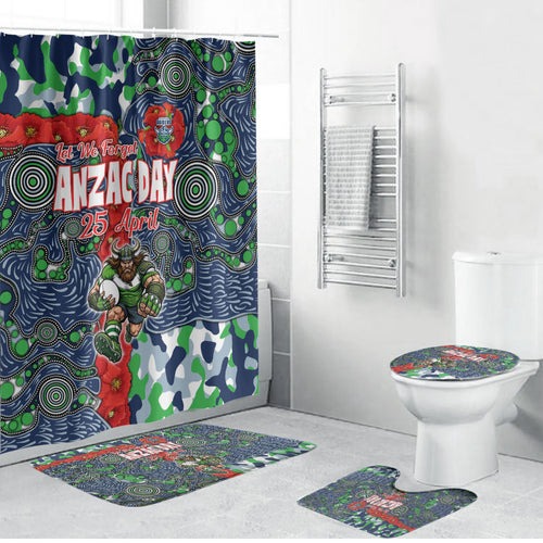 Canberra Raiders ANZAC Bathroom Set Indigenous Wave Pattern Poppy Remembrance Viking Warrior