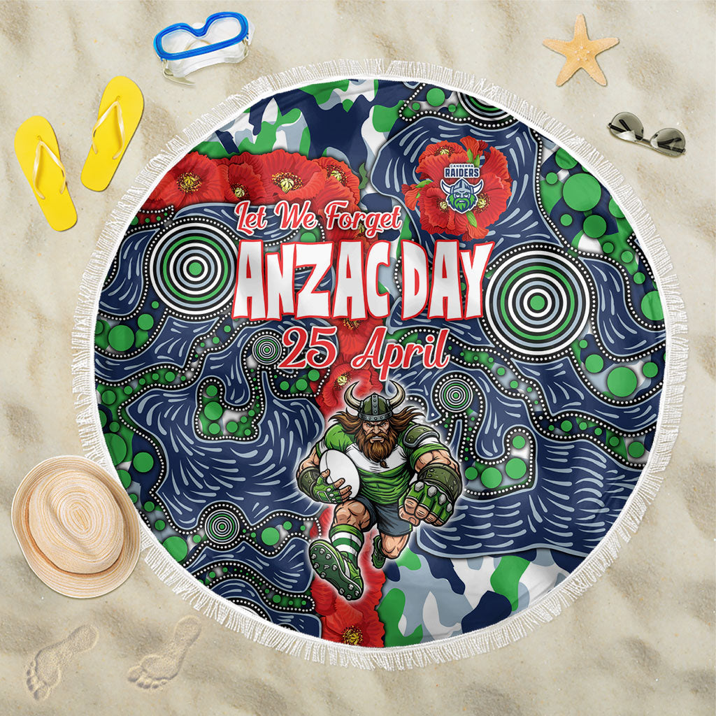 Canberra Raiders ANZAC Beach Blanket Indigenous Wave Pattern Poppy Remembrance Viking Warrior