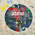 Canberra Raiders ANZAC Beach Blanket Indigenous Wave Pattern Poppy Remembrance Viking Warrior
