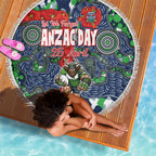 Canberra Raiders ANZAC Beach Blanket Indigenous Wave Pattern Poppy Remembrance Viking Warrior