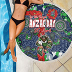 Canberra Raiders ANZAC Beach Blanket Indigenous Wave Pattern Poppy Remembrance Viking Warrior