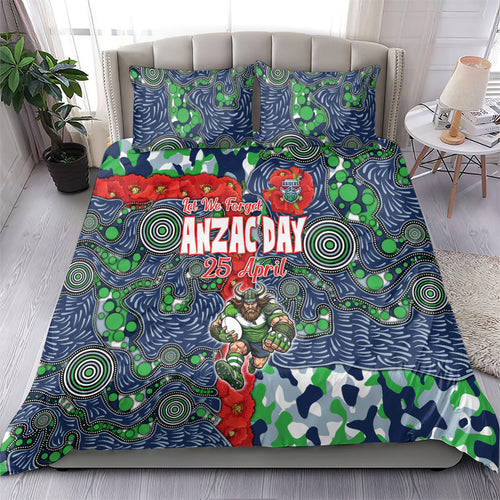Canberra Raiders ANZAC Bedding Set Indigenous Wave Pattern Poppy Remembrance Viking Warrior